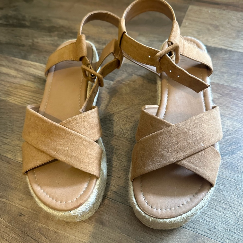 Brown suede platform espadrilles sandalls